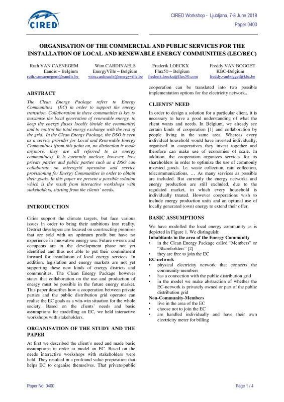 Paper presented at the CIRED Workshop 2018 by Ruth van Caenegem (Eandis)